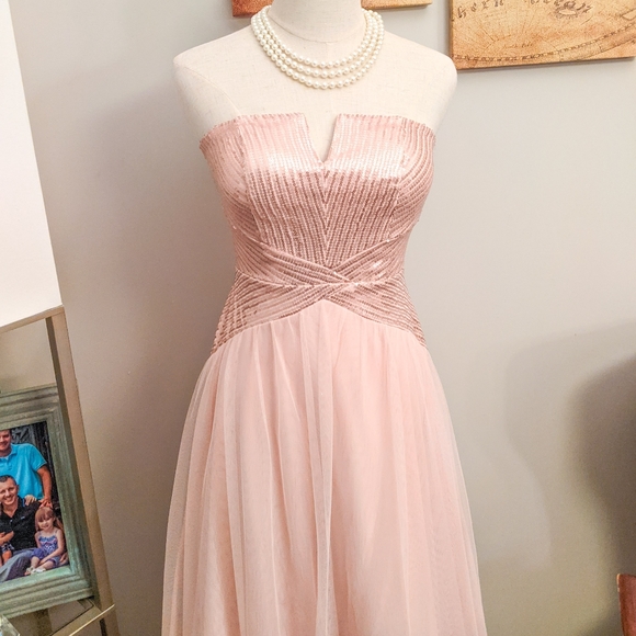 Make OFFER! Pastel Pink Sequined Formal Gown | A-Line Dress - Picture 5 of 11